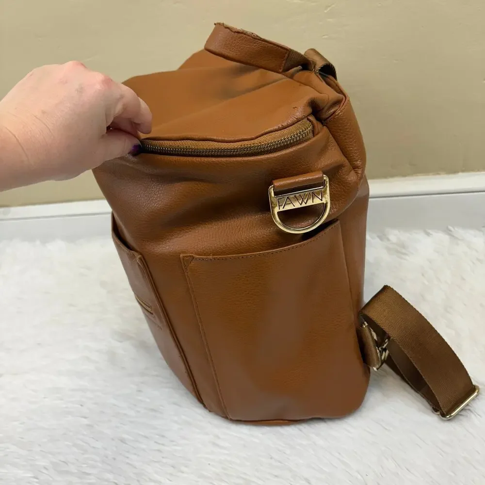 Fawn Design The Original Convertible Diaper Bag Brown Faux Leather